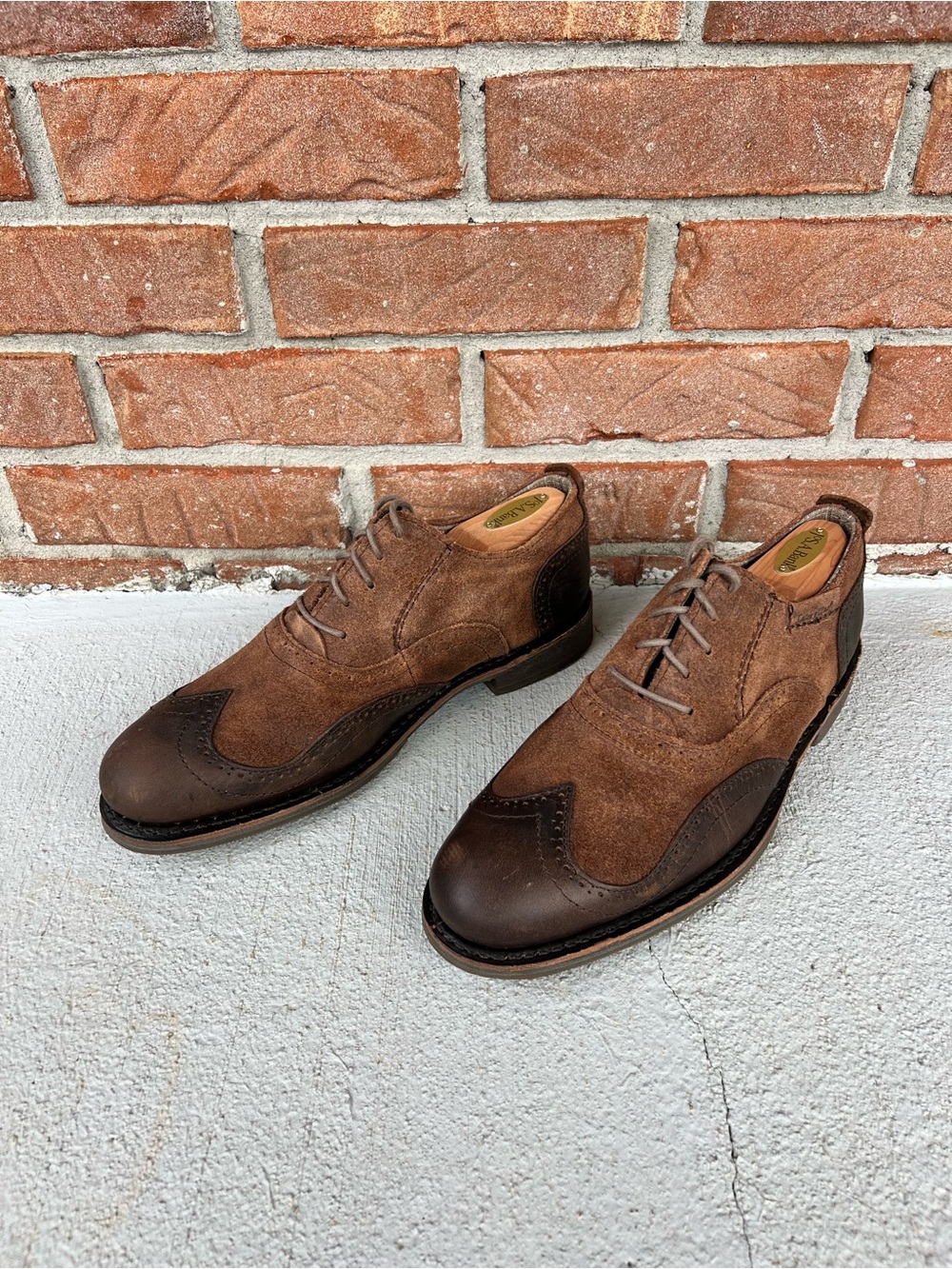 Caterpillar Brown Two-Tone Suede & Leather Wingtip Oxfords